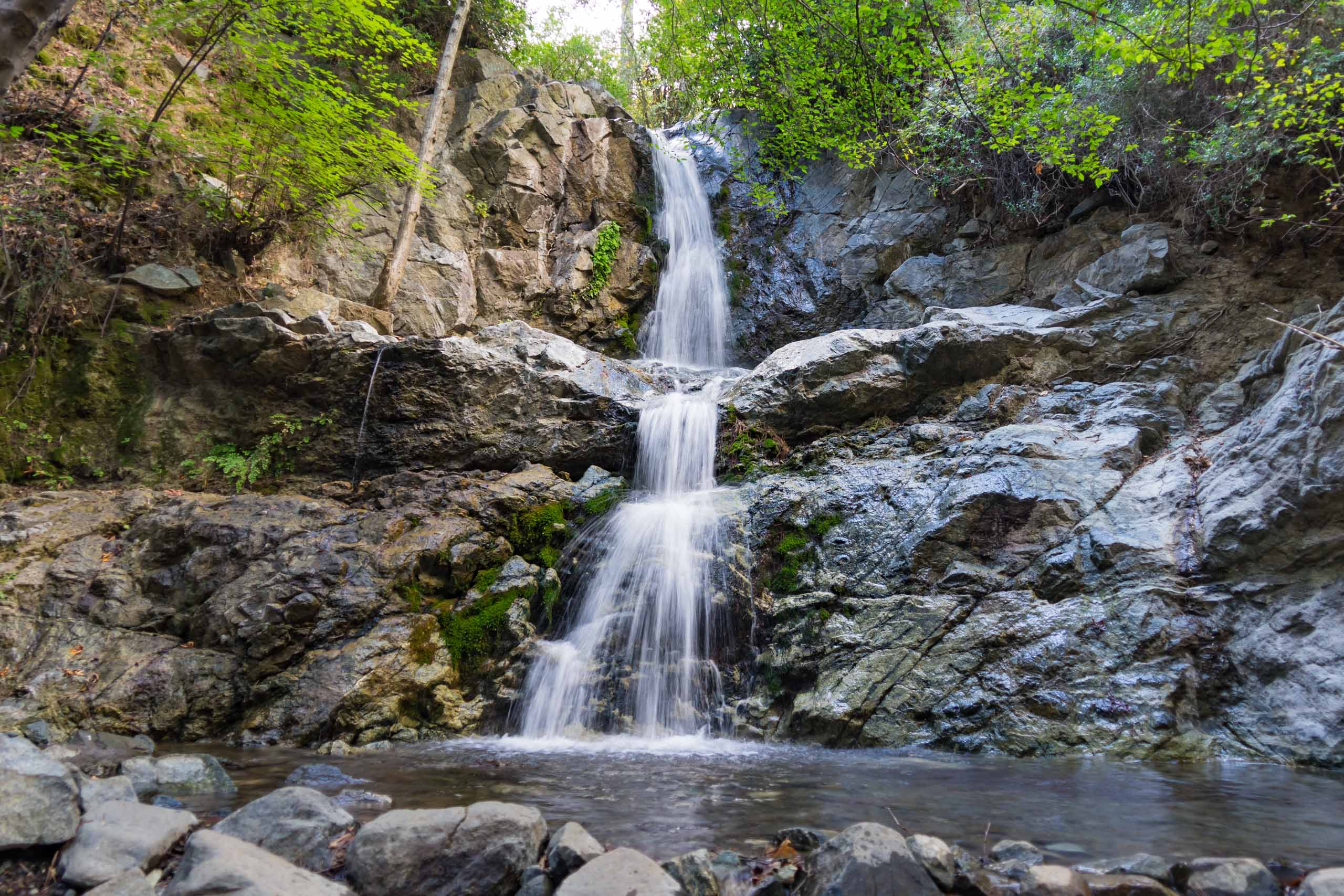 Beautiful waterfall in forest of Mountains of Troodos in Cyprus